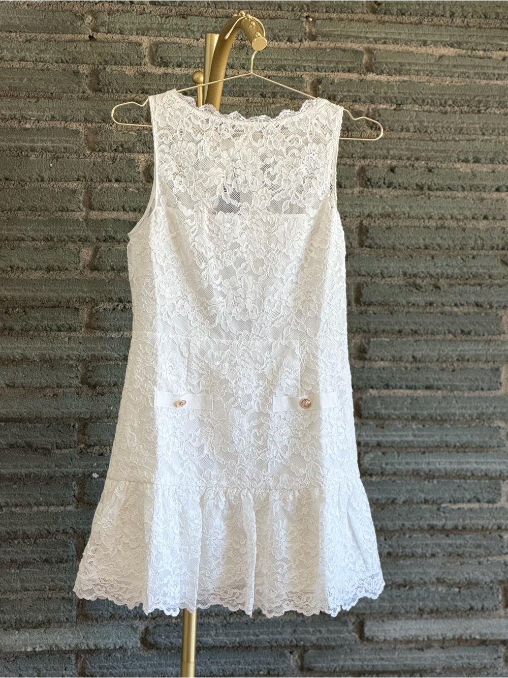 SAYLOR White Floral Lace Sleeveless Dress
